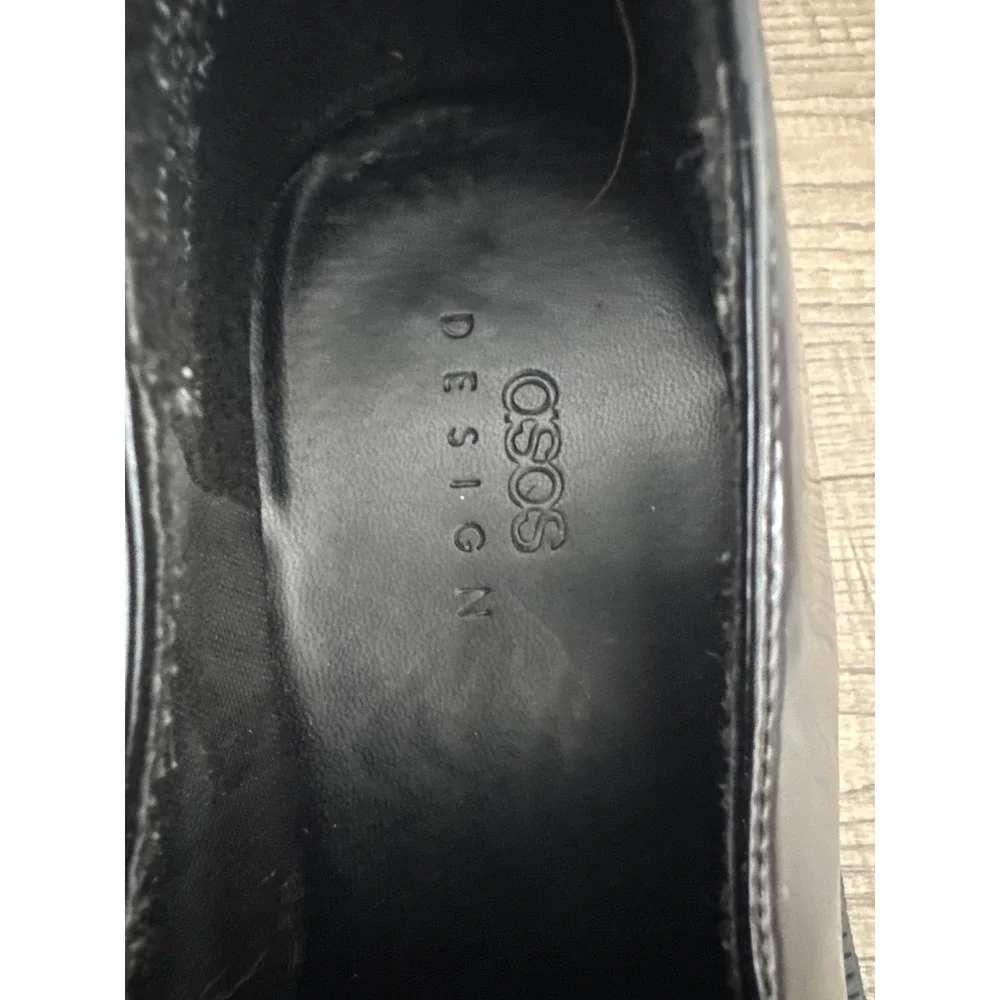 ASOS DESIGN Womens Black Chunky D-Ring Lug Sole Loafers Square Toe Size 7